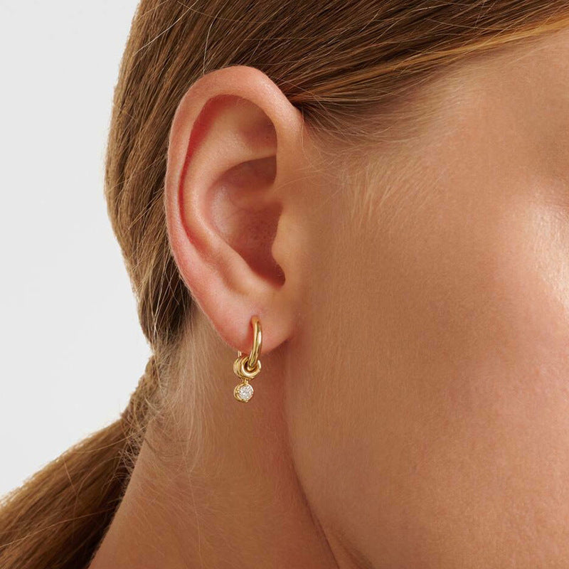 Hoop Dangle Stacked Earrings